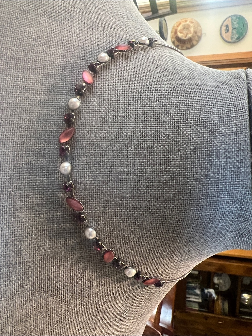 Pink, Purple and Pearl Costume Necklace